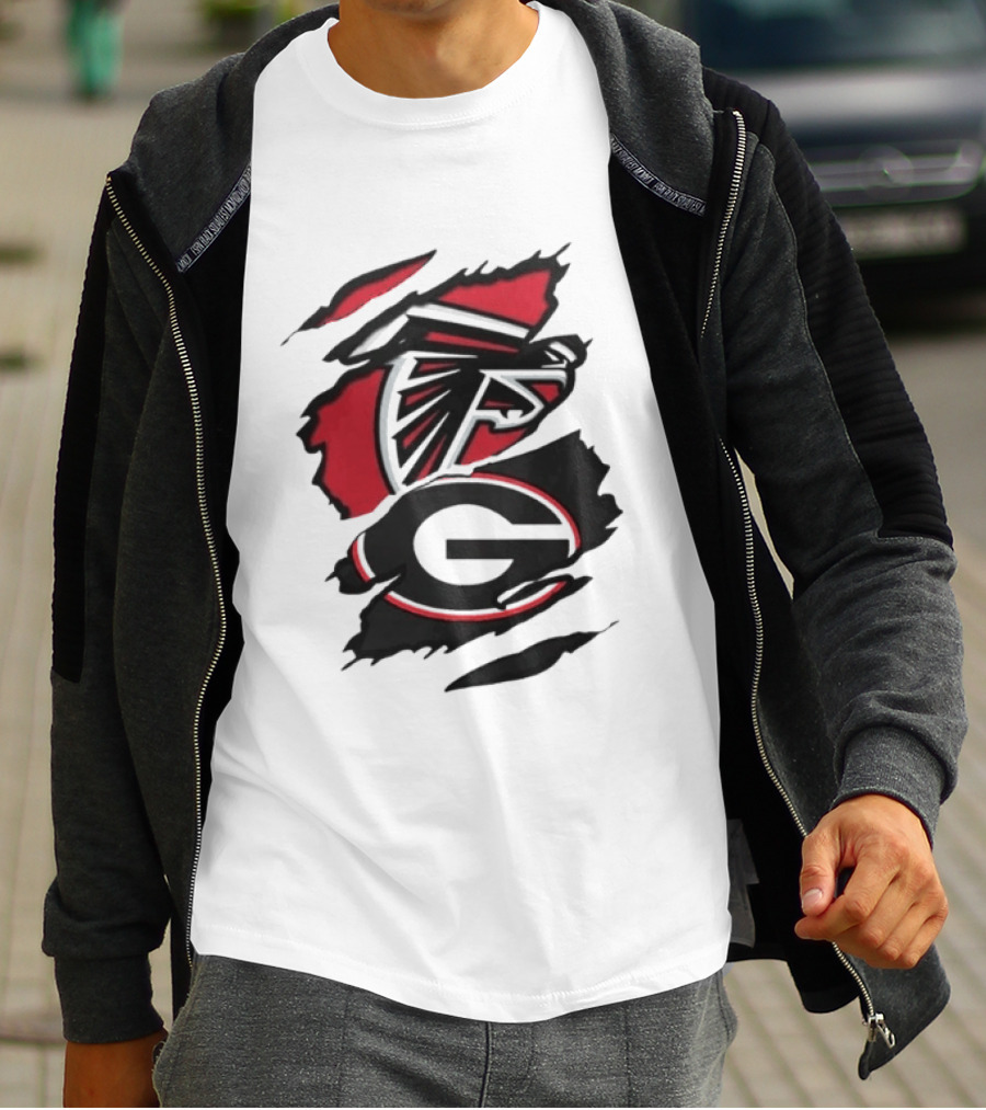 Atlanta Falcons Georgia Bulldogs Sports Team Graphic Rip T-Shirt
