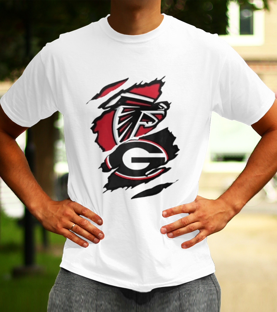 Atlanta Falcons Georgia Bulldogs Sports Team Graphic Rip T-Shirt