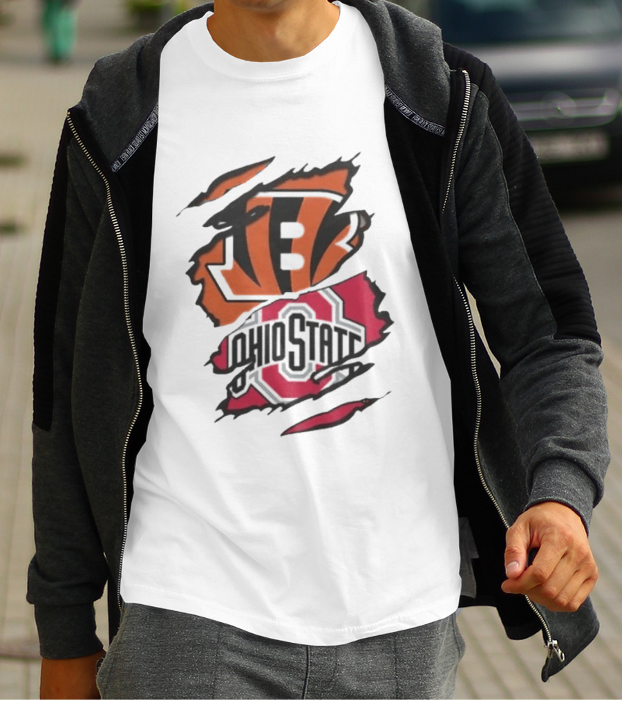 Cincinnati Bengals Ohio State Buckeyes Rip Effect NCAA Collaboration T-Shirt