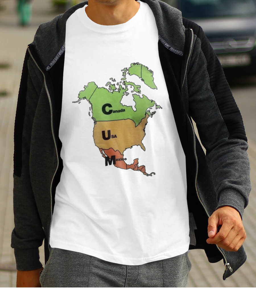 North America Map Canada USA Mexico Geography Continent Country T-Shirt