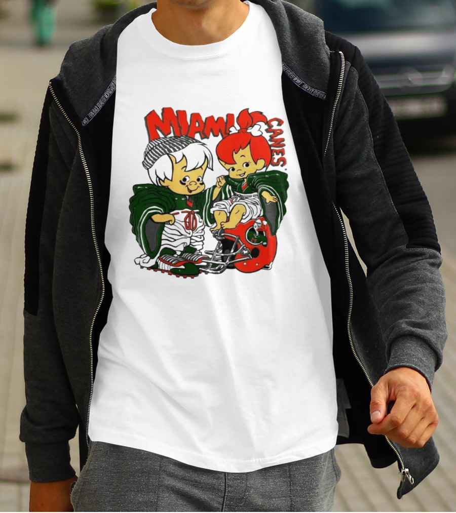 Miami Hurricanes MIAMI CANES Pebbles Bamm Bamm Flintstones NCAA T-Shirt