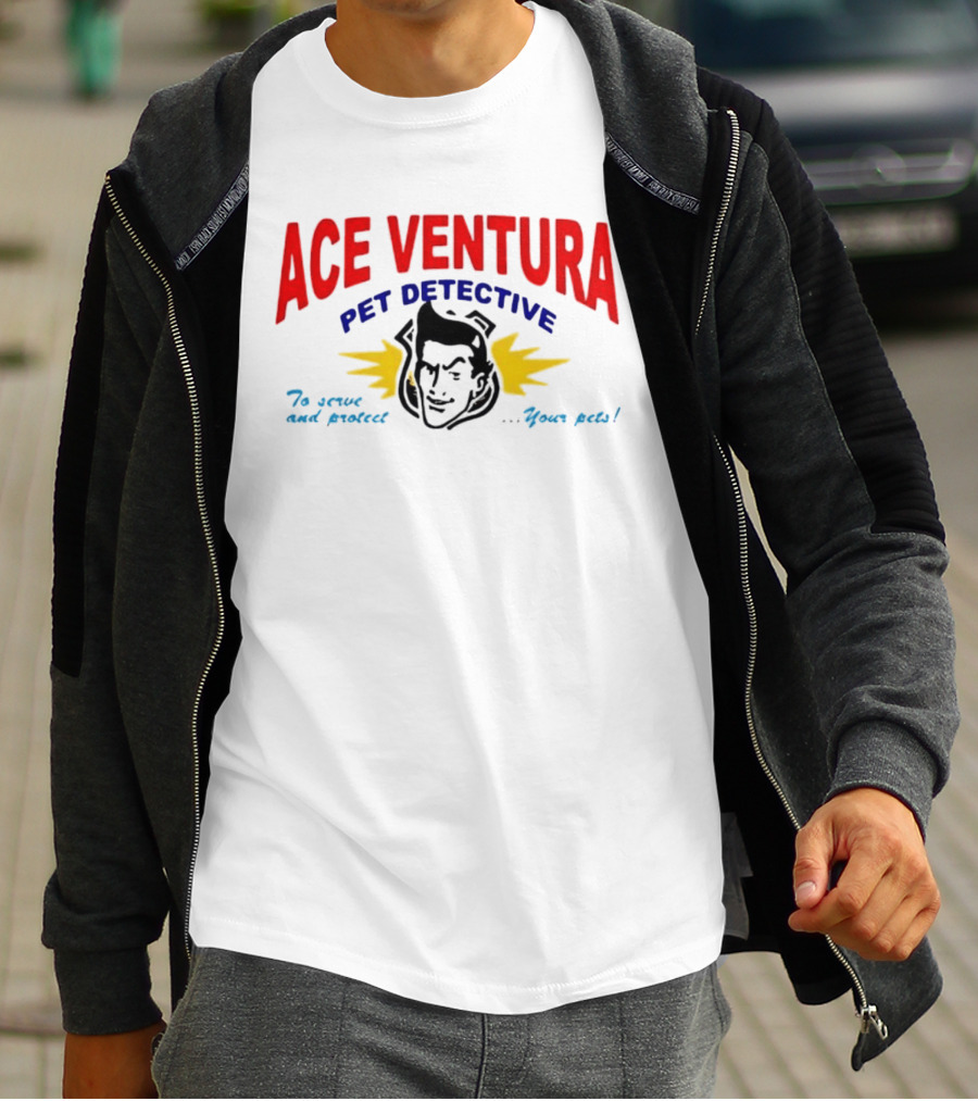 Ace Ventura Pet Detective To Serve And Protect Your Pets Movie Iconic Character Yellow Lightning T-Shirt