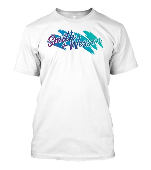 Smith And Wesson 90s Teal Purple Paint Brush Strokes T-Shirt