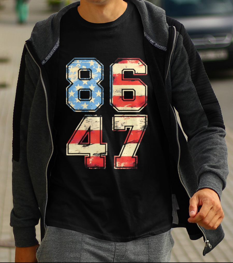 Anti ICE Subtle FDT Democrat 8647 American Flag Numbers T-Shirt