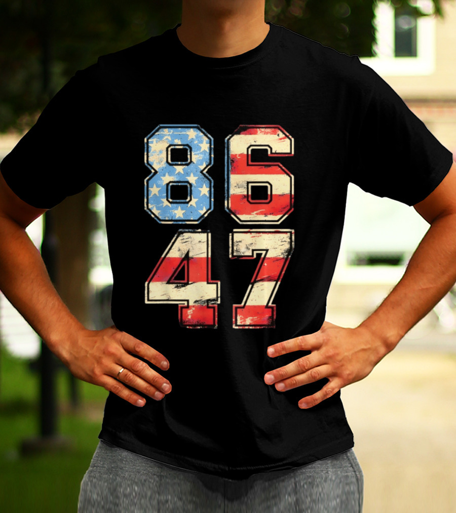 Anti ICE Subtle FDT Democrat 8647 American Flag Numbers T-Shirt