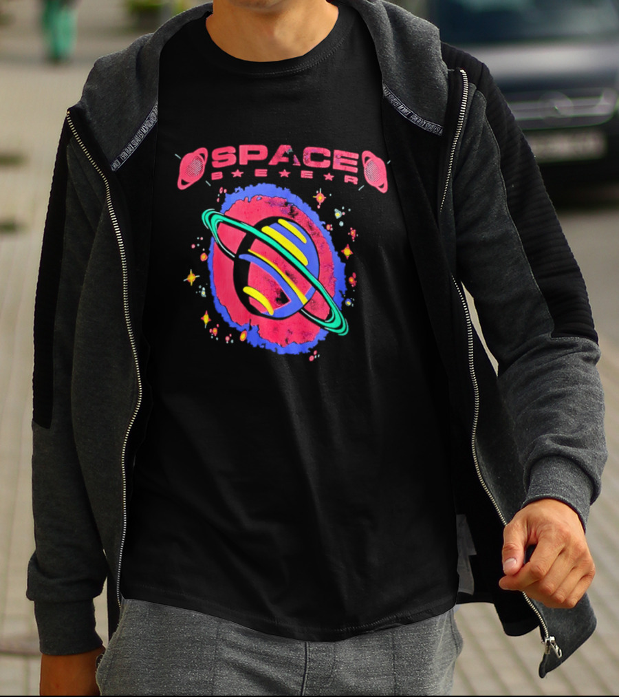 Space Baer Saturn Planet Cosmic Stars Aesthetic Universe 2026 T-Shirt