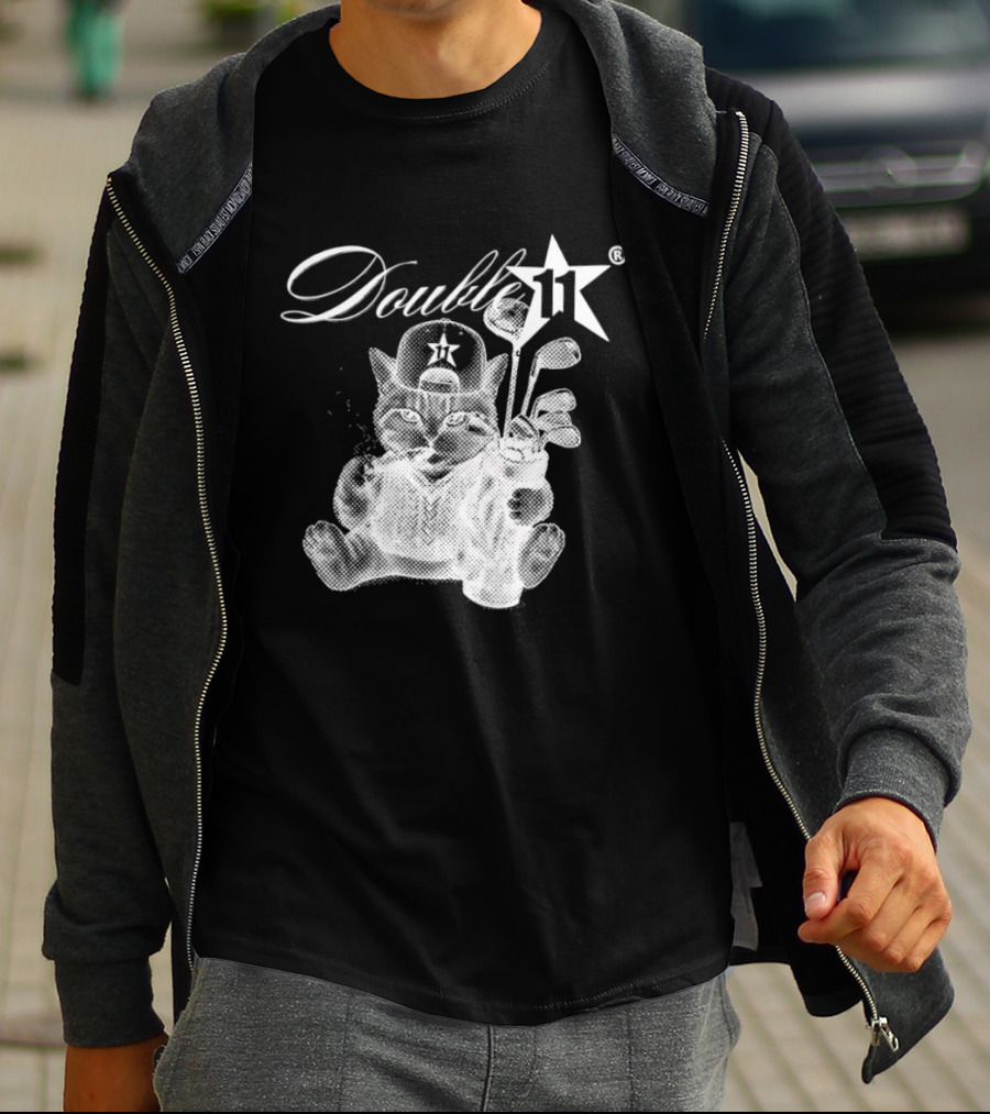 Double 11 Golfing Cat Star Golf Clubs Urban Streetwear 2026 Future T-Shirt