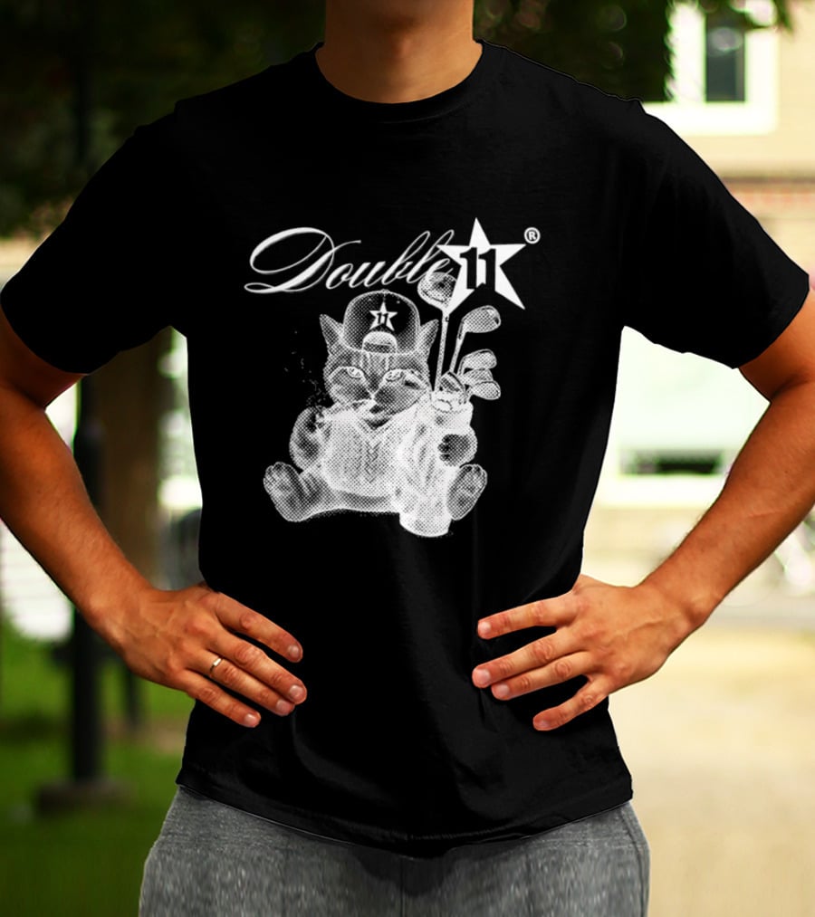 Double 11 Golfing Cat Star Golf Clubs Urban Streetwear 2026 Future T-Shirt