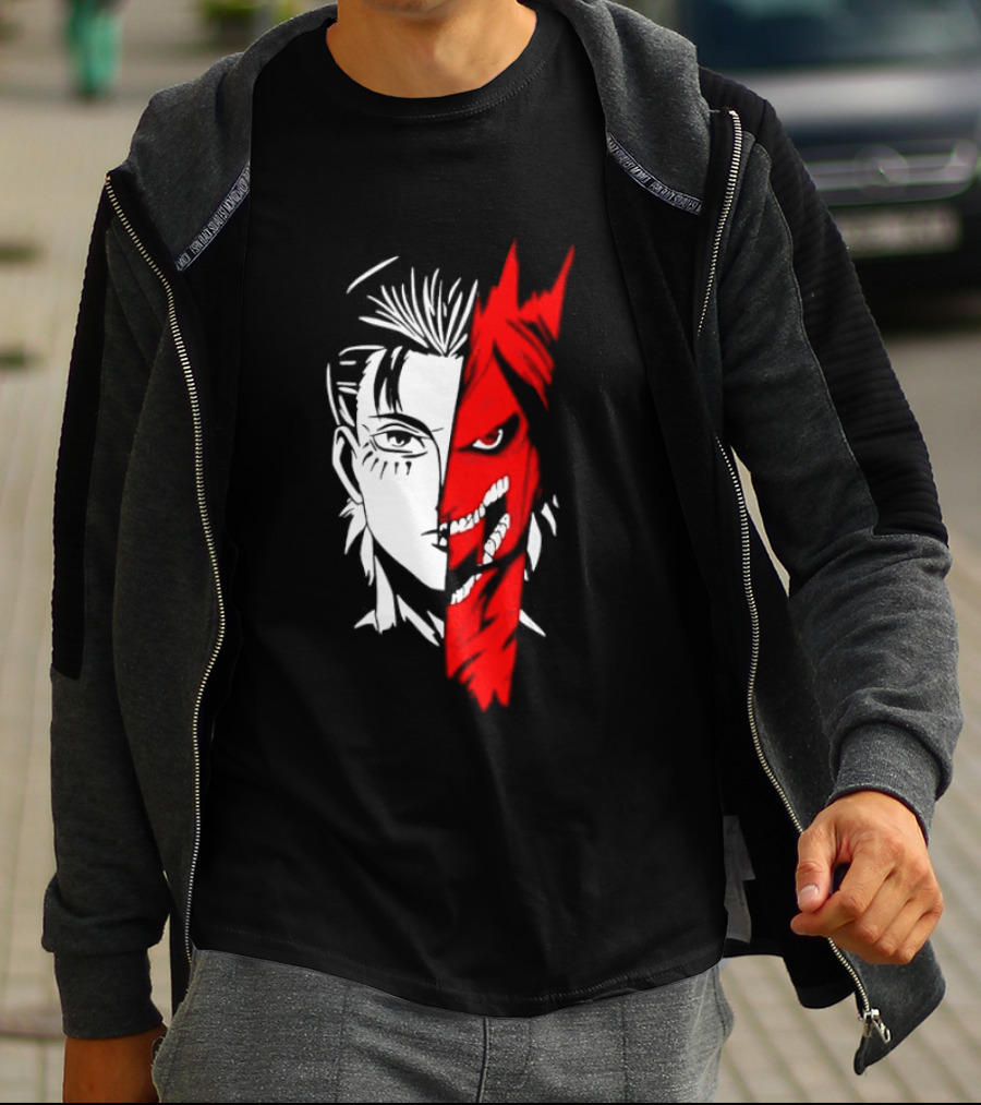 Eren Yeager Attack Titan Split Face The Rumbling 2026 Anime Manga T-Shirt
