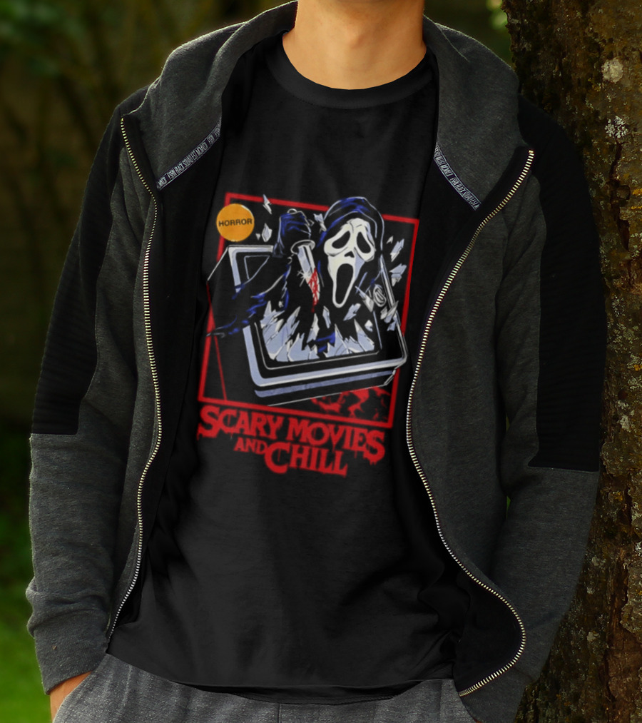 Ghostface Scream Horror Movie Breaking TV Scary Movies And Chill 2026 T-Shirt