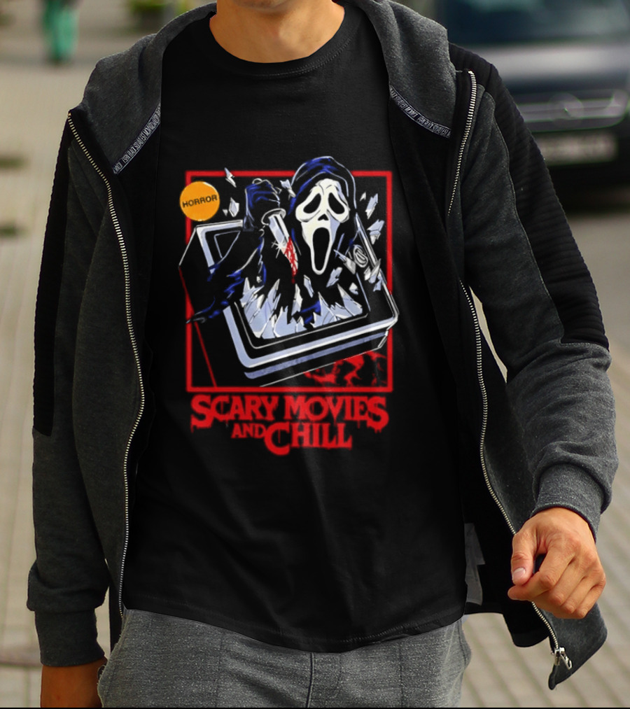Ghostface Scream Horror Movie Breaking TV Scary Movies And Chill 2026 T-Shirt