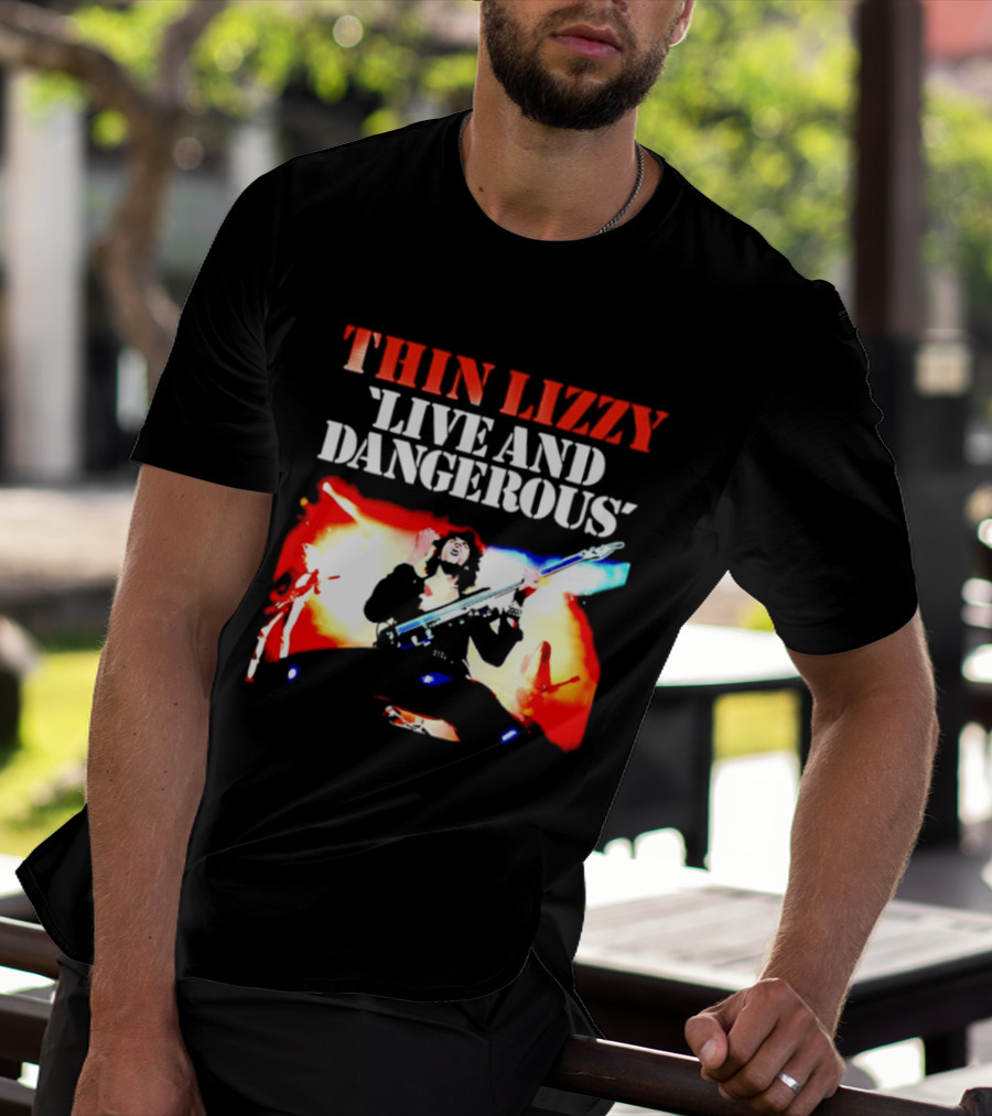 Thin Lizzy Live And Dangerous Cover Classic Rock Band Album T-Shirt