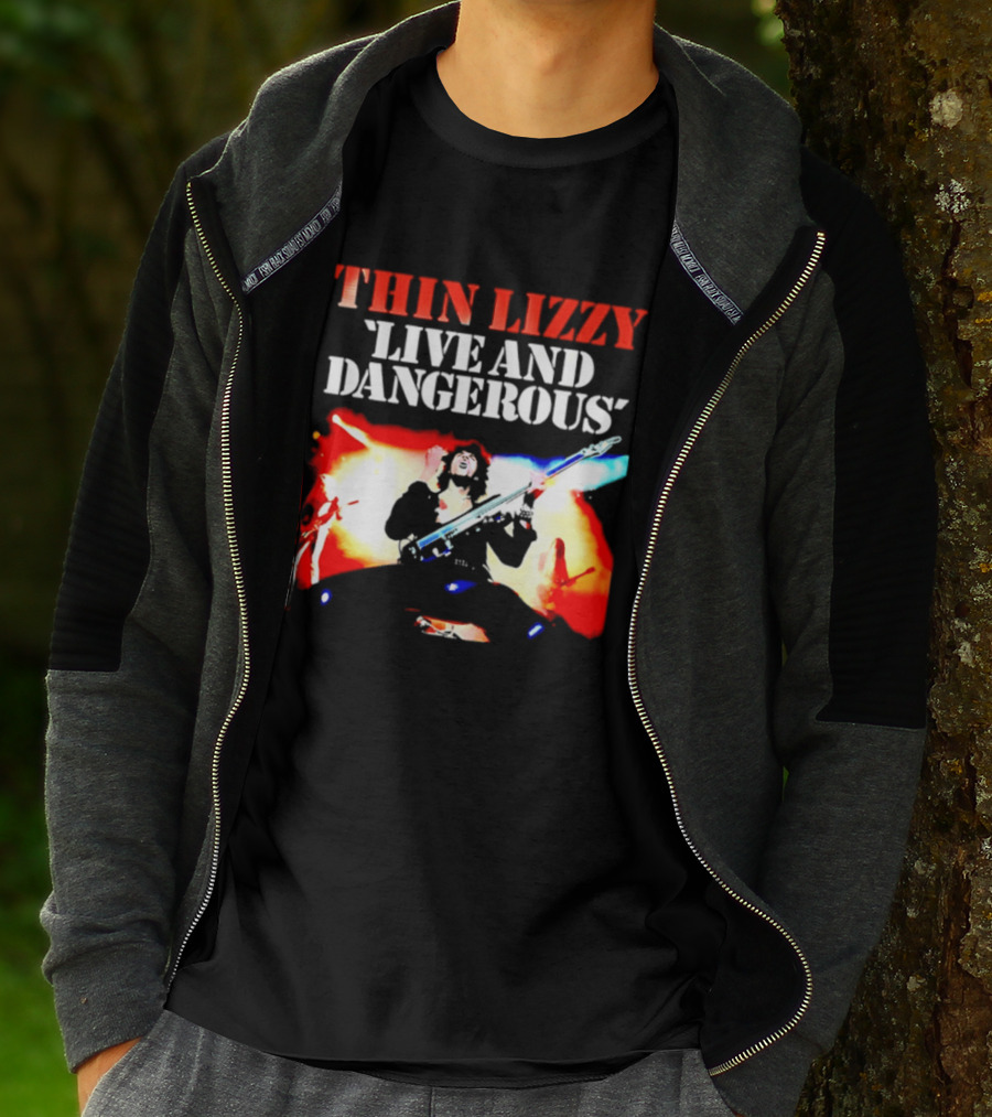 Thin Lizzy Live And Dangerous Cover Classic Rock Band Album T-Shirt