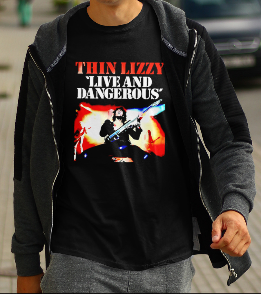 Thin Lizzy Live And Dangerous Cover Classic Rock Band Album T-Shirt