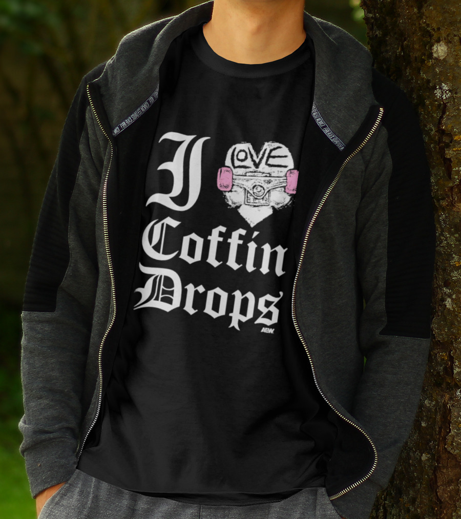 I Love Coffin Drops Aew Skateboard Heart Pink Gloves T-Shirt
