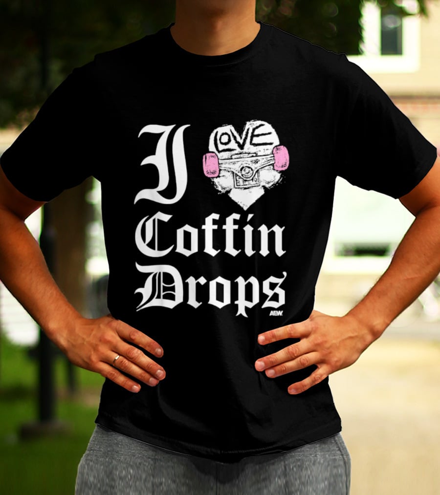 I Love Coffin Drops Aew Skateboard Heart Pink Gloves T-Shirt