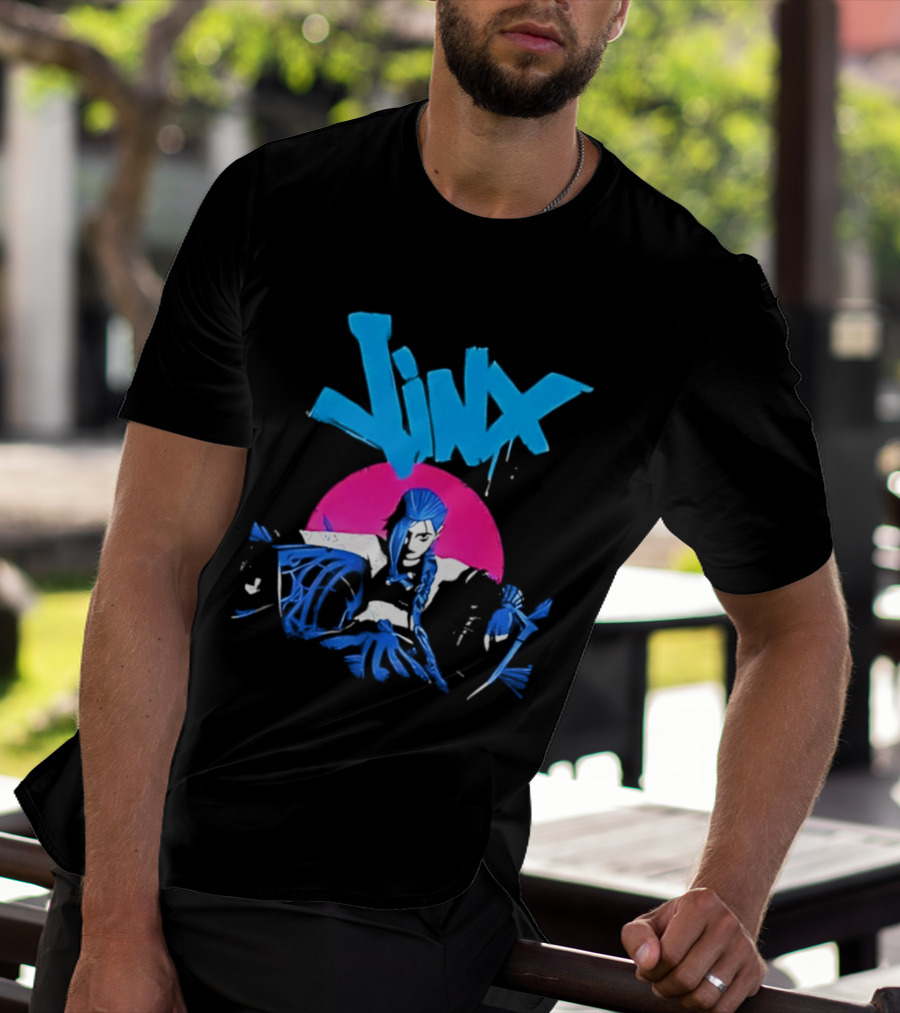Jinx Blue Hair Graffiti Unleashed Power Arcane League Of Legends 2026 Season 2 Anticipation T-Shirt