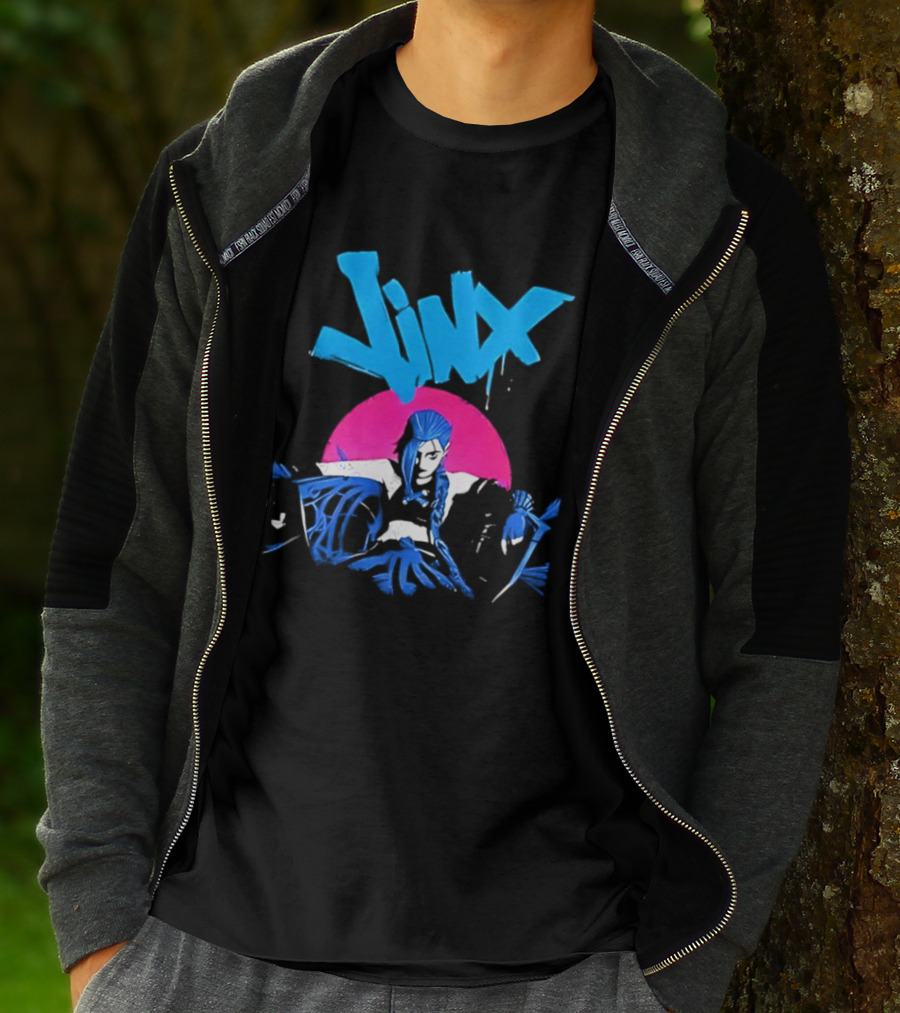 Jinx Blue Hair Graffiti Unleashed Power Arcane League Of Legends 2026 Season 2 Anticipation T-Shirt