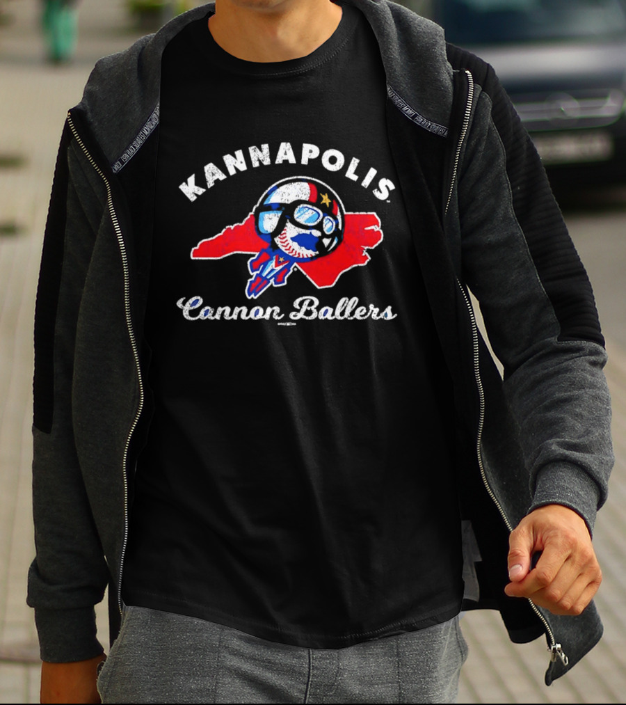 Kannapolis Cannon Ballers Baseball Skull North Carolina Map T-Shirt