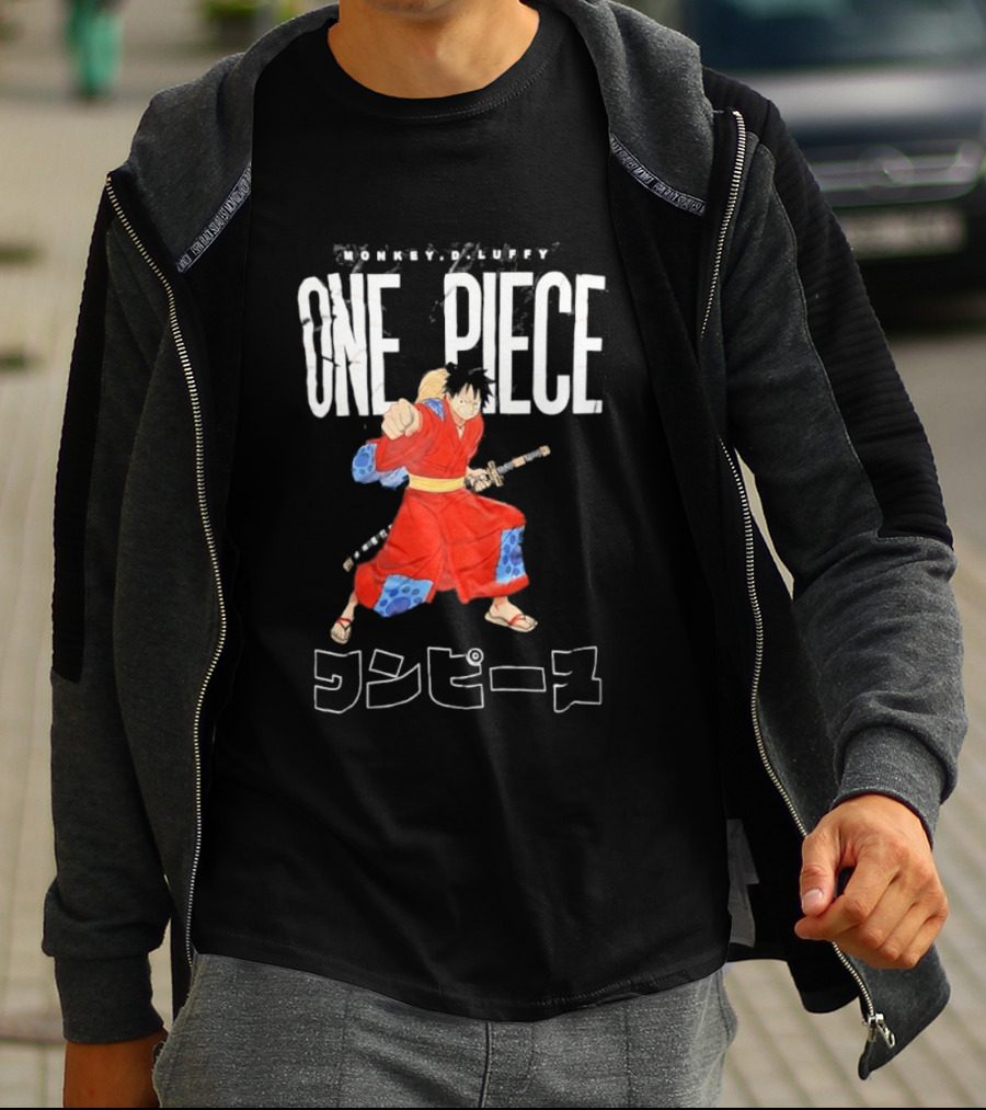 One Piece Luffy Wano Samurai Katana Anime Japanese T-Shirt