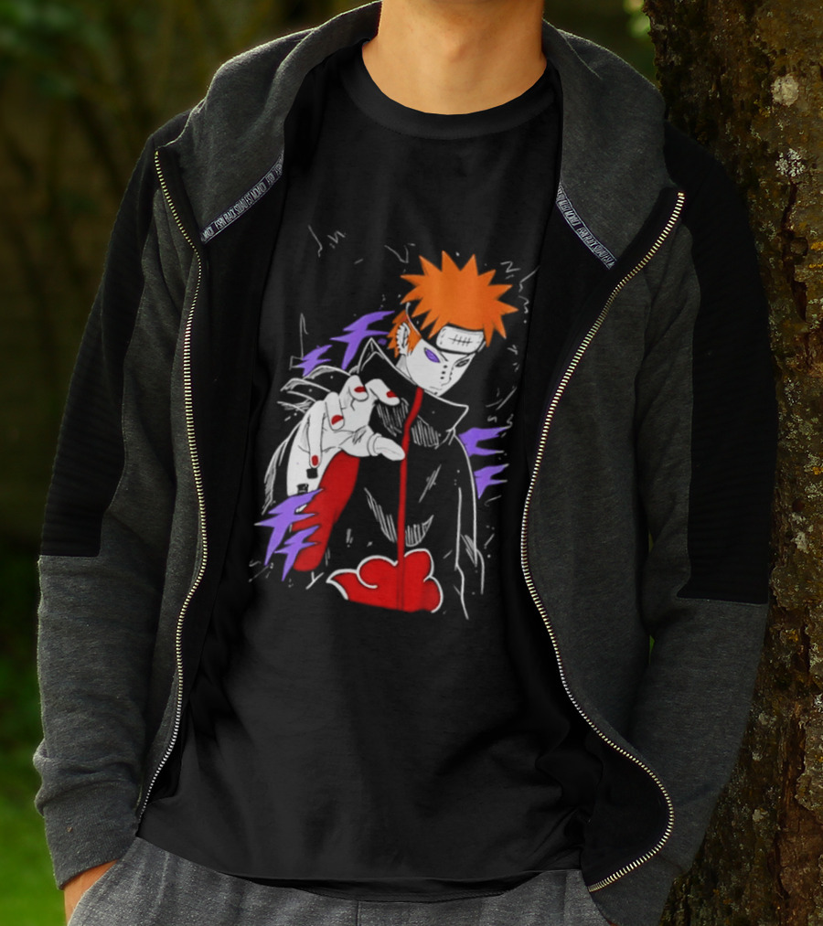 Naruto Shippuden Pain Akatsuki Rinnegan Almighty Push Anime 2026 Trend T-Shirt