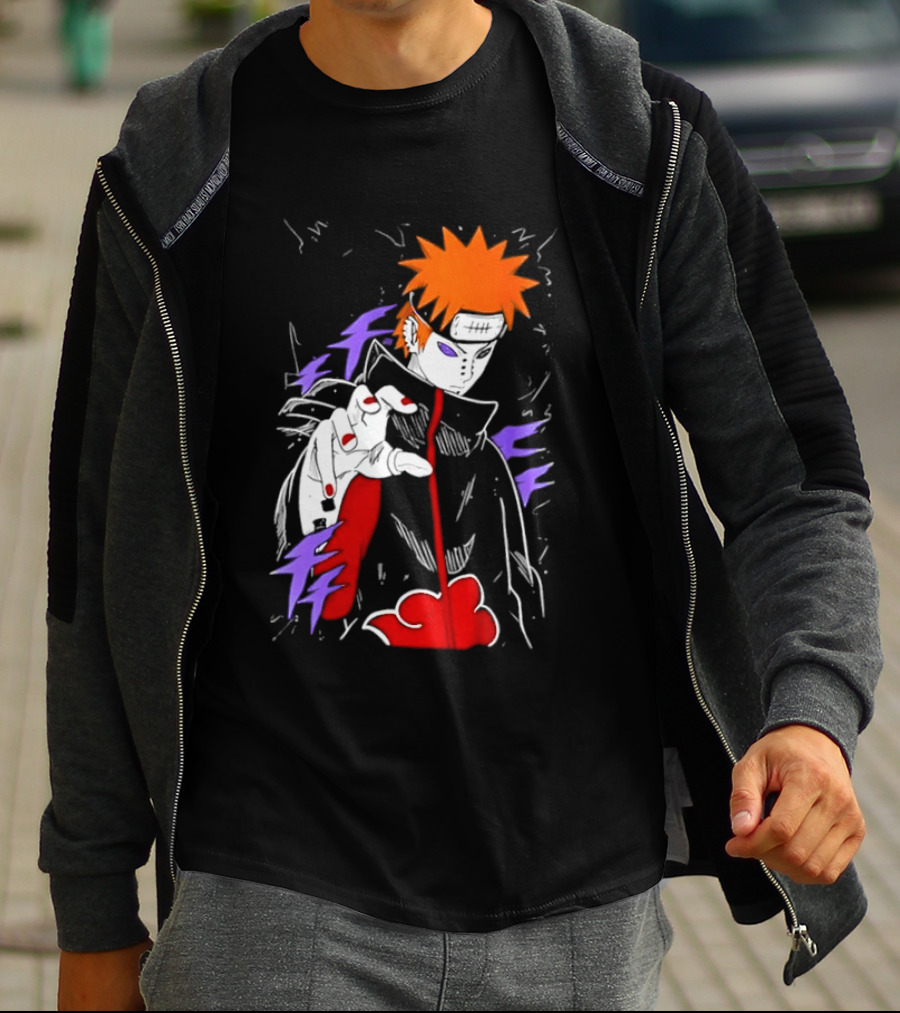 Naruto Shippuden Pain Akatsuki Rinnegan Almighty Push Anime 2026 Trend T-Shirt