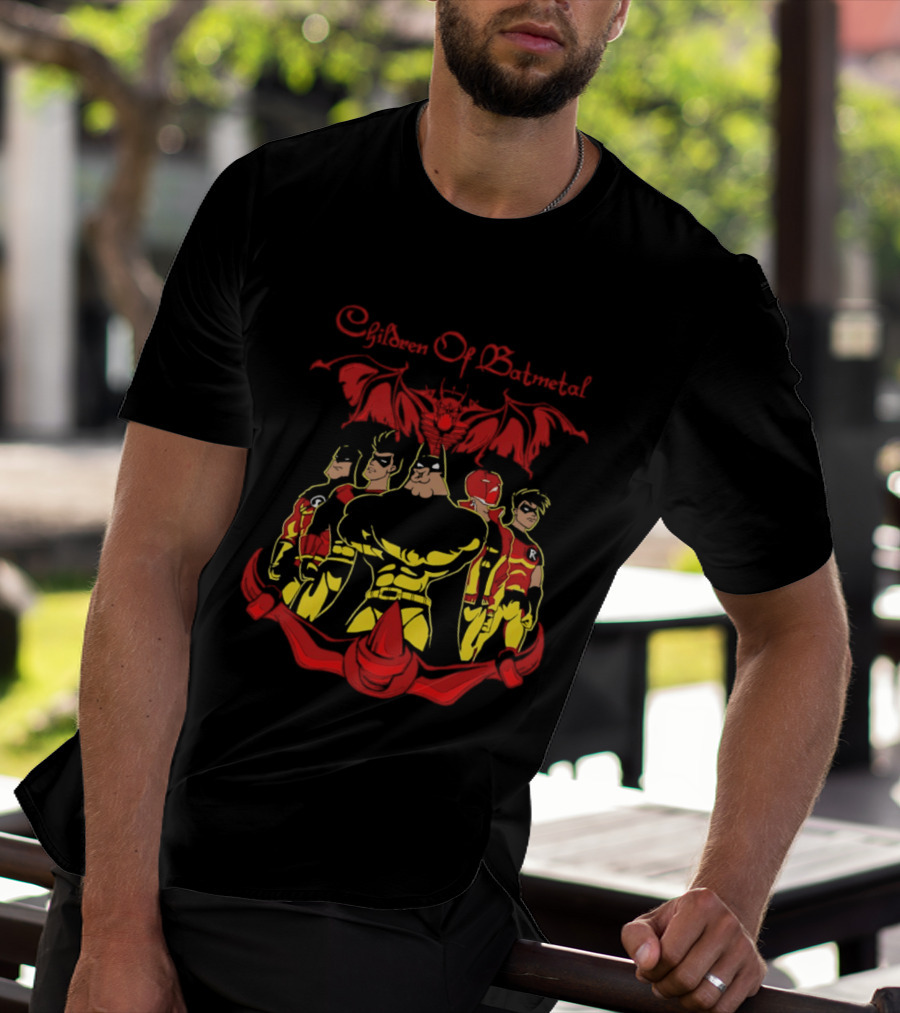 Children Of Batmetal Batman Robins Heavy Metal Characters Demonic Bat T-Shirt