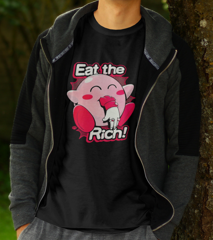 Eat The Rich Pink Character Eating Playful T-Shirt
