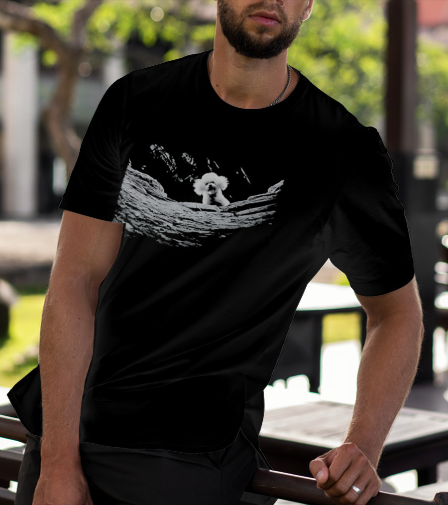 Nature Inspired Fluffy Dog Peeking In Artistic Brush Strokes T-Shirt
