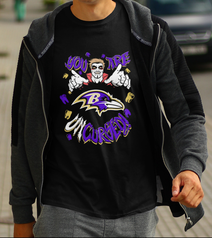 WWE Danhausen Baltimore Ravens Vampire Halloween You Are On Cursed T-Shirt