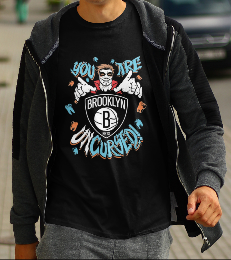 WWE Danhausen Brooklyn Nets You Are Cursed Vampire Horror T-Shirt