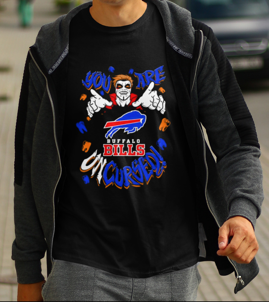 WWE Danhausen X Buffalo Bills You Are Uncursed Halloween Vampire Fangs T-Shirt