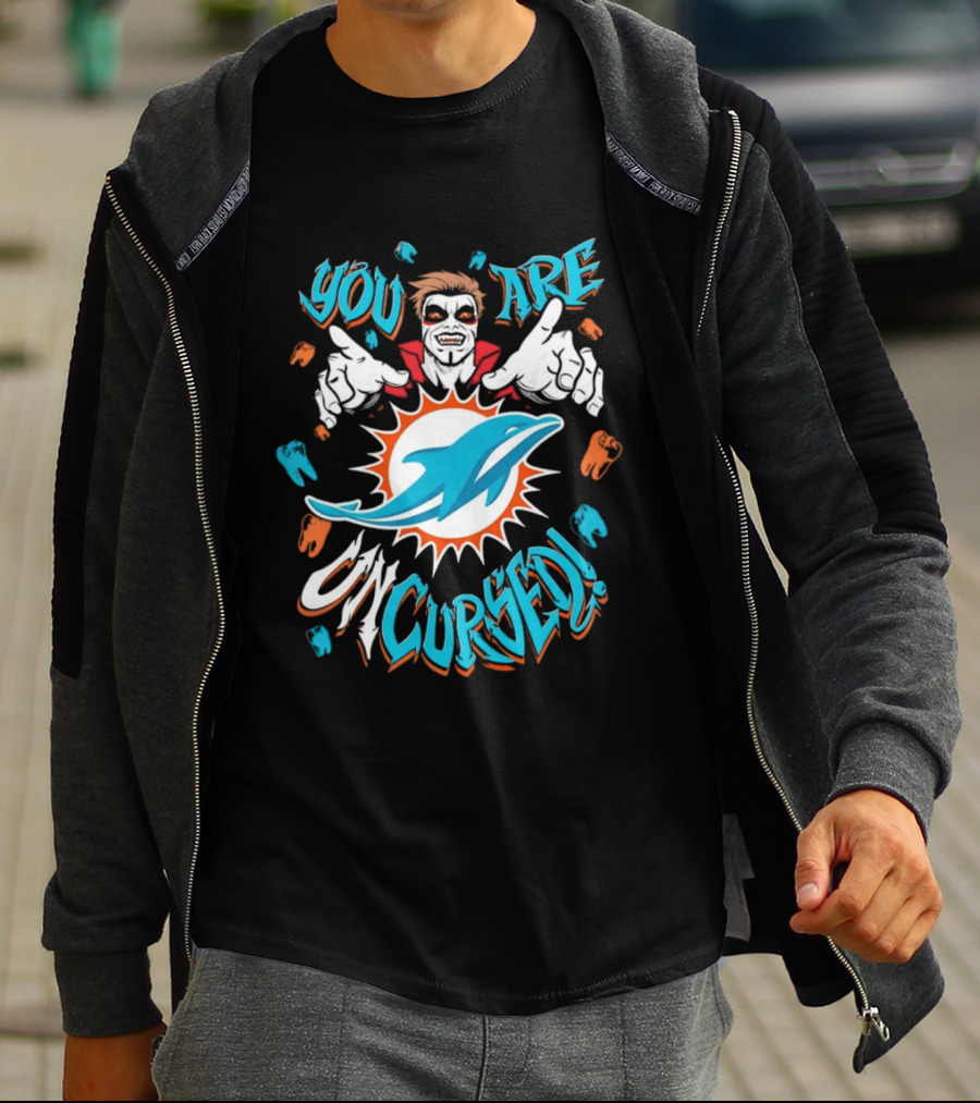 WWE Danhausen Miami Dolphins Collaboration You Are Uncursed T-Shirt