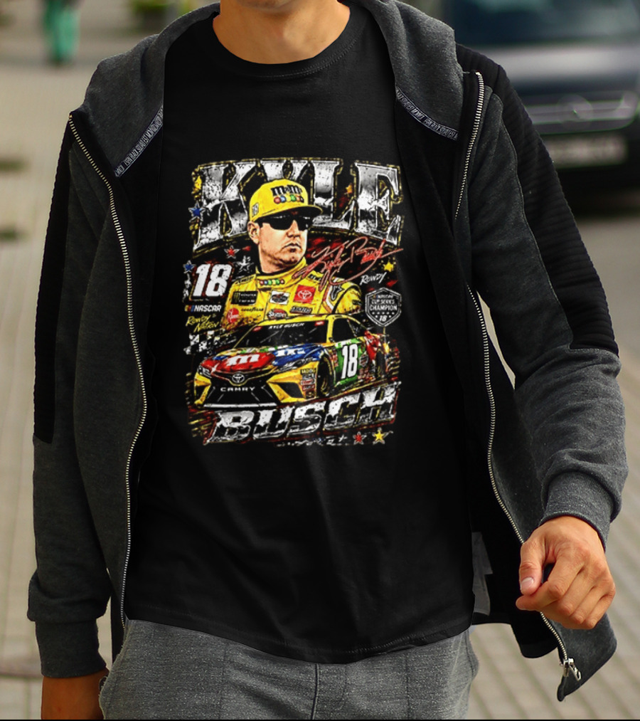 Kyle Busch 18 NASCAR Rowdy Nation M&M's Toyota Camry Rowdy 2015 Pixel Champions T-Shirt