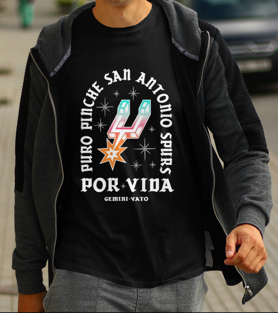 Puro Pinche San Antonio Spurs Por Vida Gemini Vato T-Shirt