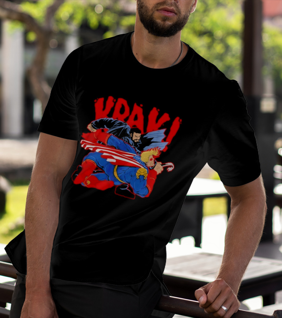 Billy Butcher Punching Homelander VRAK Comic Style Showdown T-Shirt