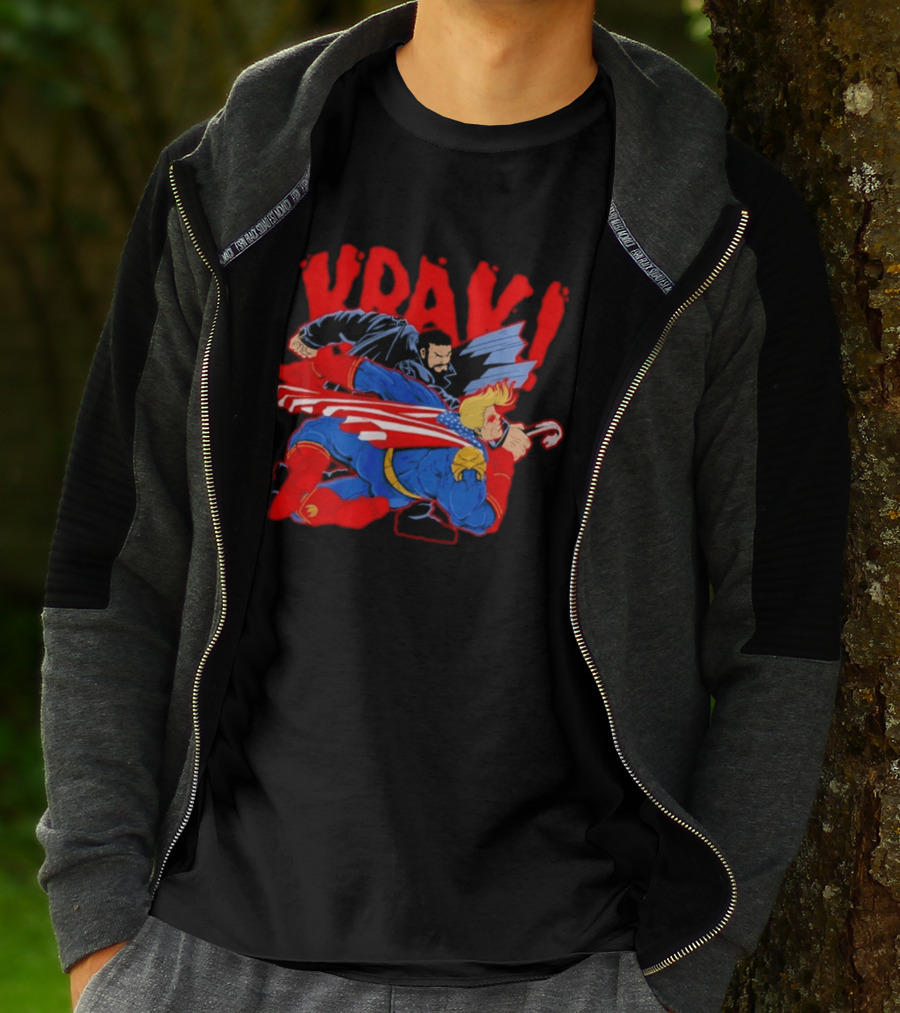Billy Butcher Punching Homelander VRAK Comic Style Showdown T-Shirt