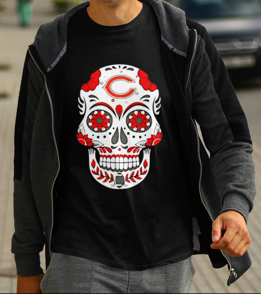 Chicago Bears Dia De Los Muertos Sugar Skull C T-Shirt