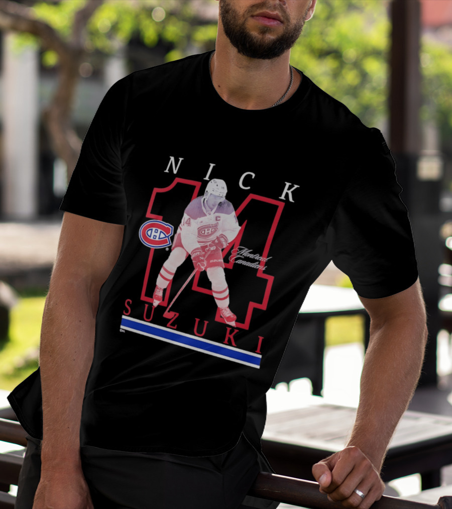 Nick Suzuki 14 Montreal Canadiens Captain Hockey T-Shirt
