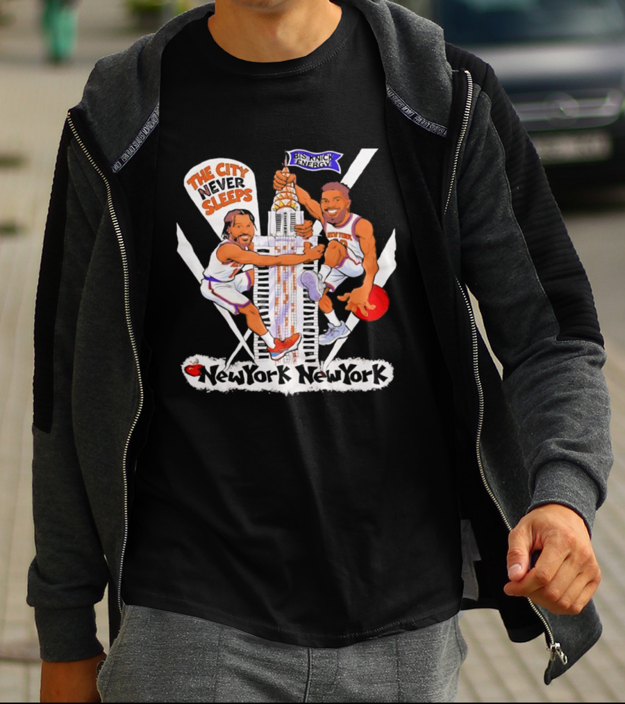 New York Knicks Jalen Brunson Josh Hart The City Never Sleeps Skyscraper Energy T-Shirt