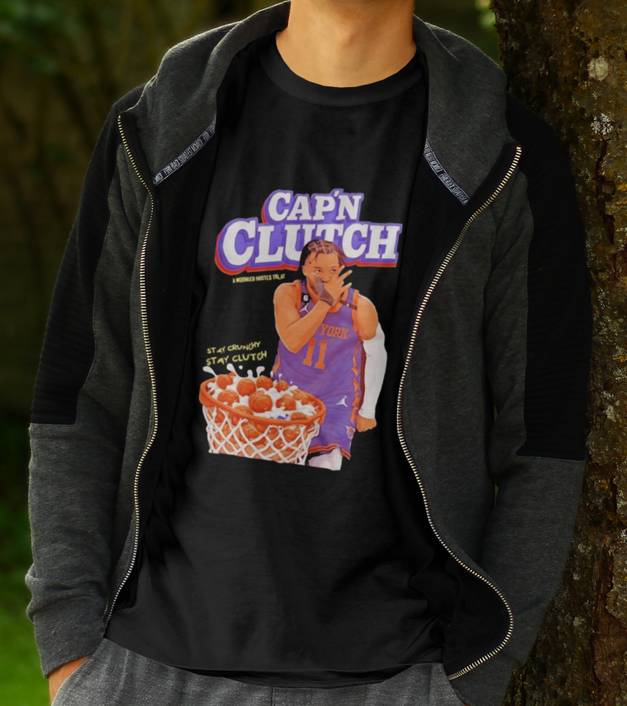New York Knicks Jalen Brunson Capn Clutch Basketball Cereal Stay Crunchy T-Shirt