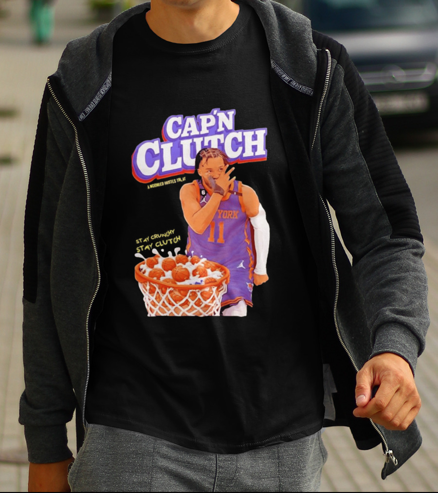 New York Knicks Jalen Brunson Capn Clutch Basketball Cereal Stay Crunchy T-Shirt