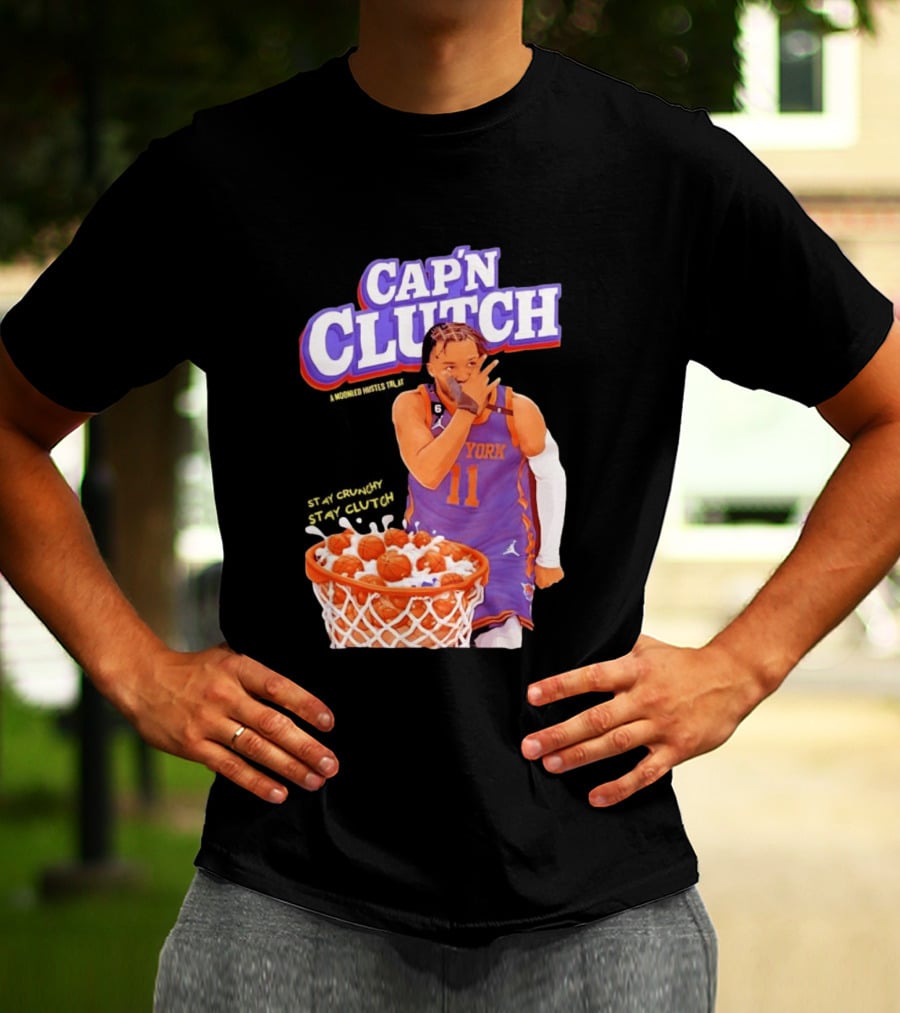 New York Knicks Jalen Brunson Capn Clutch Basketball Cereal Stay Crunchy T-Shirt