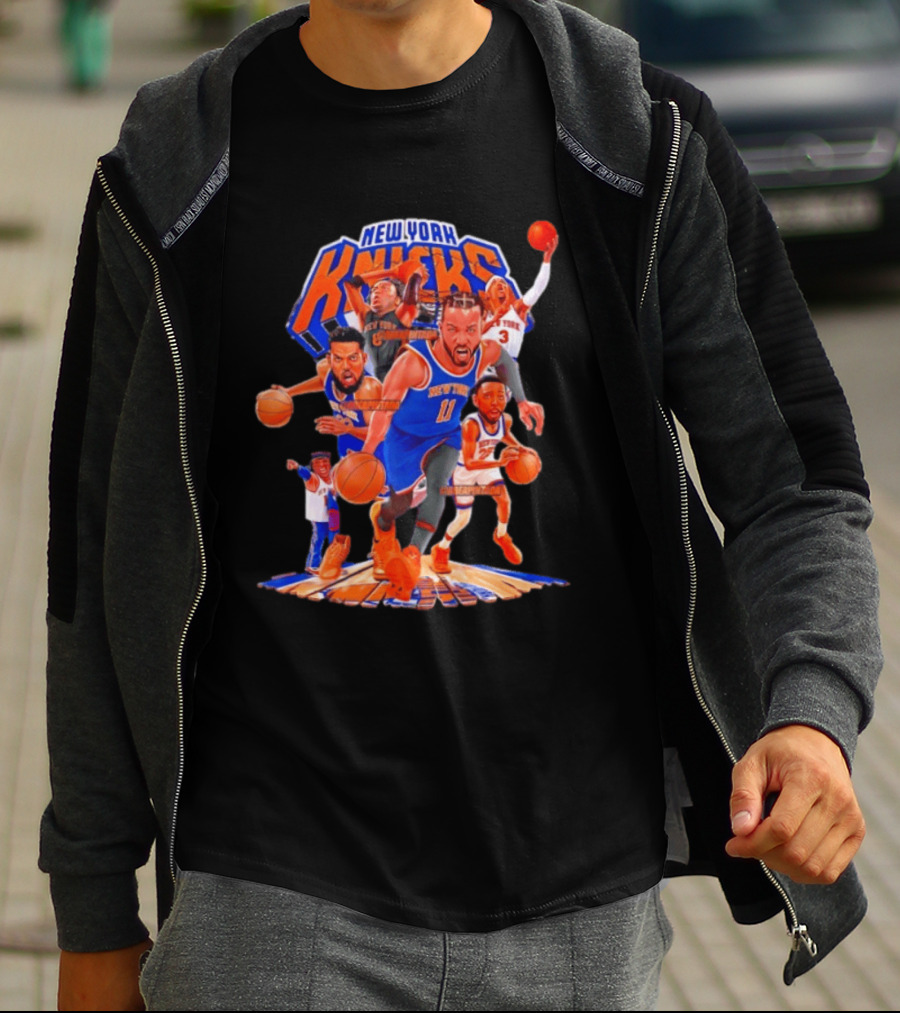 New York Knicks Team Animation Styles Retro Basketball Players T-Shirt