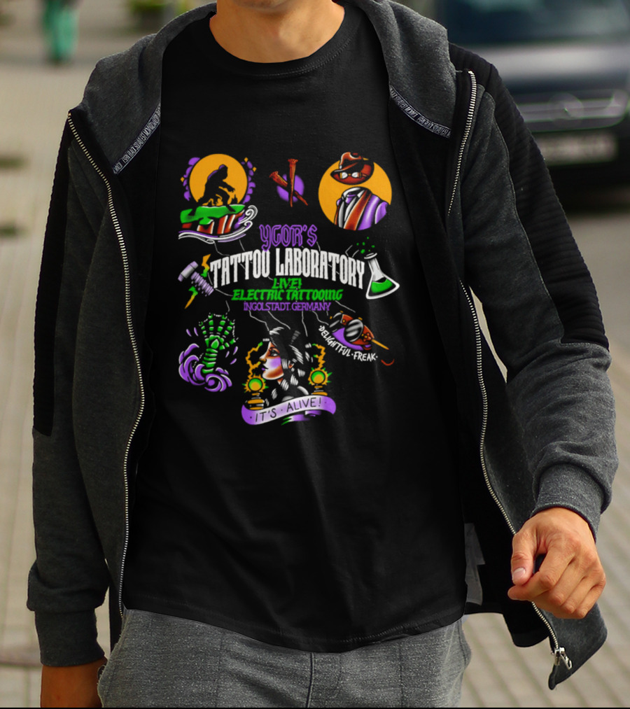 Igor's Tattoo Laboratory Live Electric Tattooing 2026 Monster Mad Scientist Adventure Ink T-Shirt