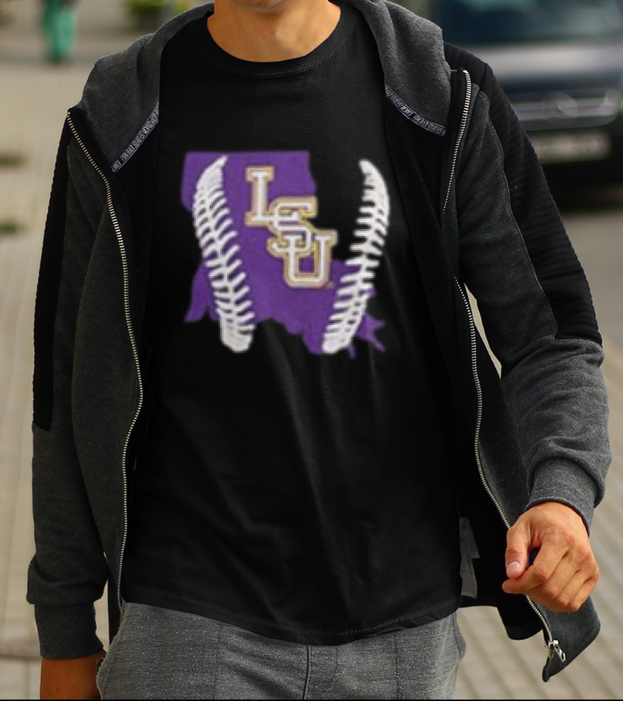 LSU Tigers 2026 Purple Baseball LSU Shape T-Shirt