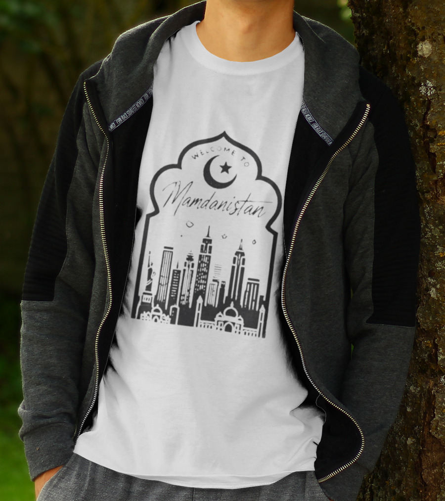 Welcome To Mamdanistan 2026 Back Skyline Crescent Star T-Shirt
