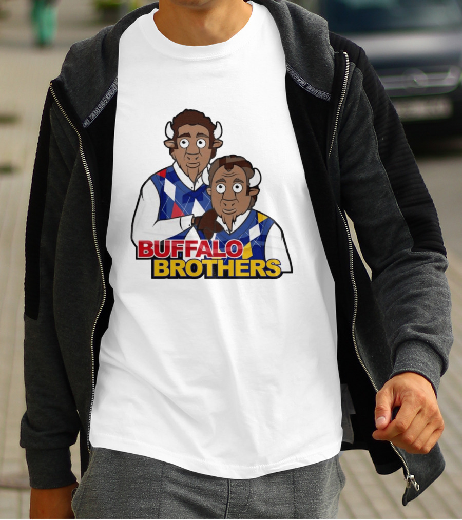 Buffalo Brothers Bison Characters Cartoon Duo T-Shirt