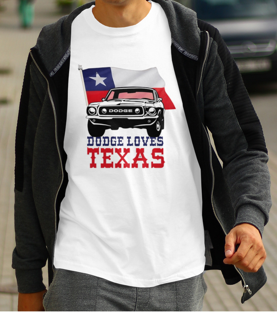 Dodge Loves Texas State Flag Mustang T-Shirt
