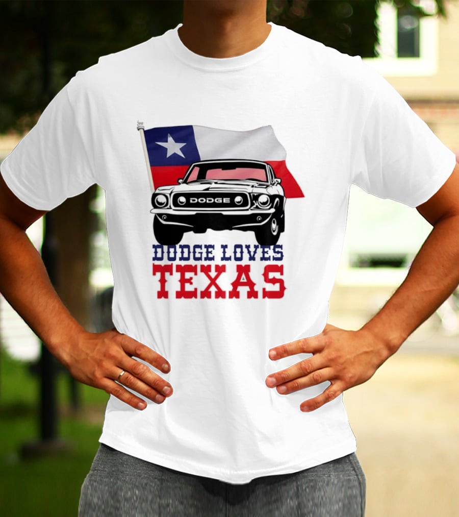 Dodge Loves Texas State Flag Mustang T-Shirt